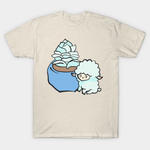 Succulent Sheep - Blue T-Shirt by jenartfart